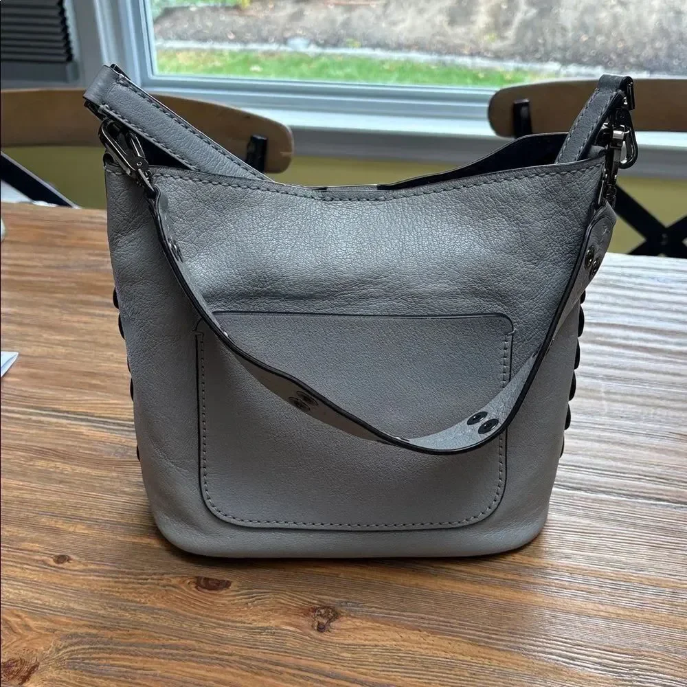 Kate Spade Bohemian Style Pebbled Gray Leather Shoulder Bag and Cross Body